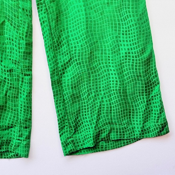 NEW ASTR the Label Small Green Wide Leg Pants High Rise Textured Shiny Trousers - Picture 3 of 7